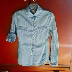 Women's Converse one star blue button down shirt size extra small